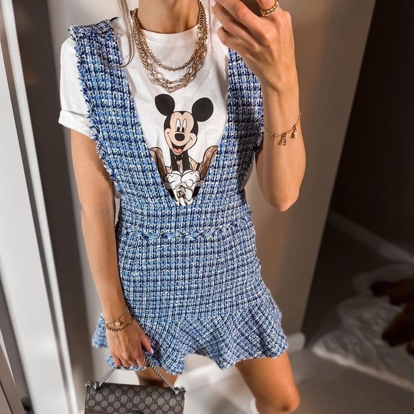 ZARA tweed look textured pinafore dress blogger favorite - Picture 6 of 14